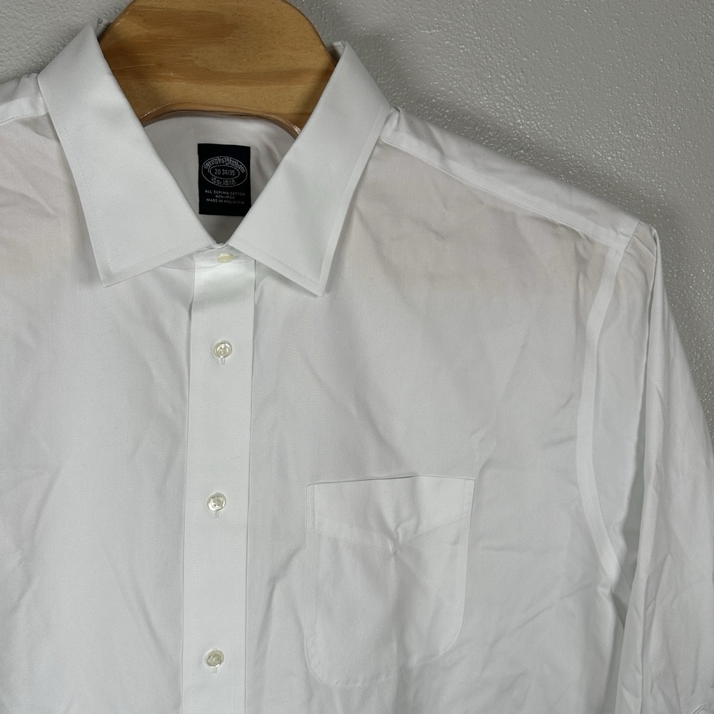 NEW Brooks Brothers White Non-Iron Button Up Oxford Dress Shirt Mens Sz 20-34/35
